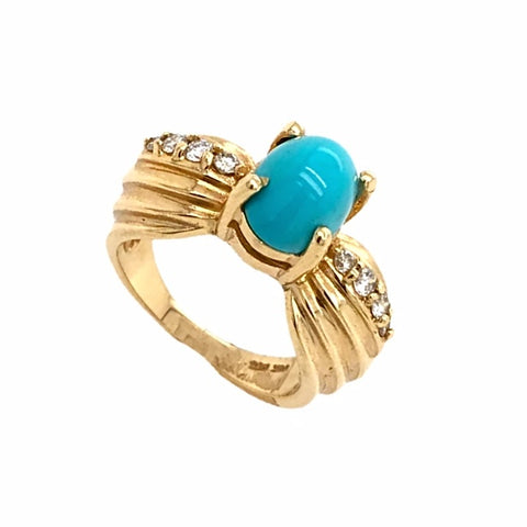 9ct Gold Turquoise & Diamond Ring - Macintyres of Edinburgh